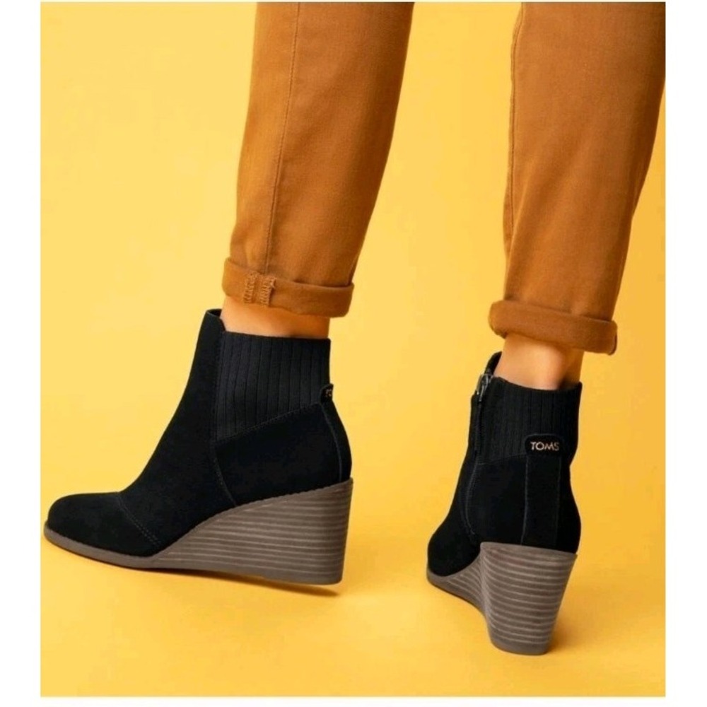 Toms Sadie Wedges Suede Boots Size‎ UK 7.5 New
